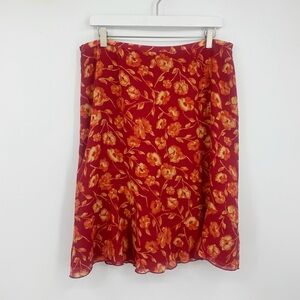 Vintage Y2K Red Floral Mini Skirt Size 14 Whimsical Fairycore Festival